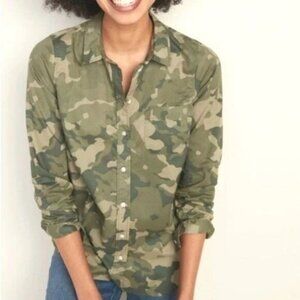 OLD NAVY | The Classic Shirt Camo Pattern Top Green Sz L